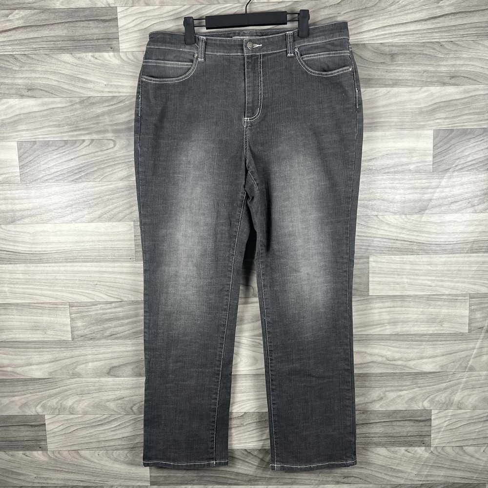 Chicos‎ Platinum Jeans Women 2.5/ 14 Gray Straight Stretch Denim Cotton Basic